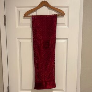 Garnet Red Velvet Burnout Scarf Sheer Devore Whimsigoth Witchy Artsy
